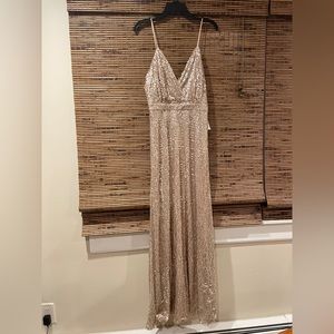 Soft Gold Sequin Evening Dress